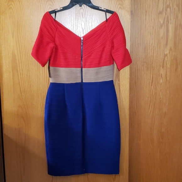Nue by Shani Colorblock Bodycon Dress Red/Indigo - Picture 8 of 8